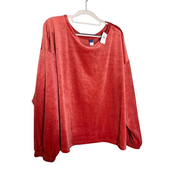 NWT Old Navy pink velour long sleeve blouse - Picture 1 of 9
